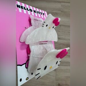 New Hello Kitty & Friends-Hello Kitty Face With Bow Hair Claw Clips 2pc Set